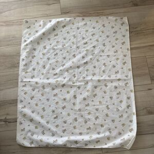 Vintage Carters Baby Flannel Receiving Blanket Teddy Bears In Jeans Print
